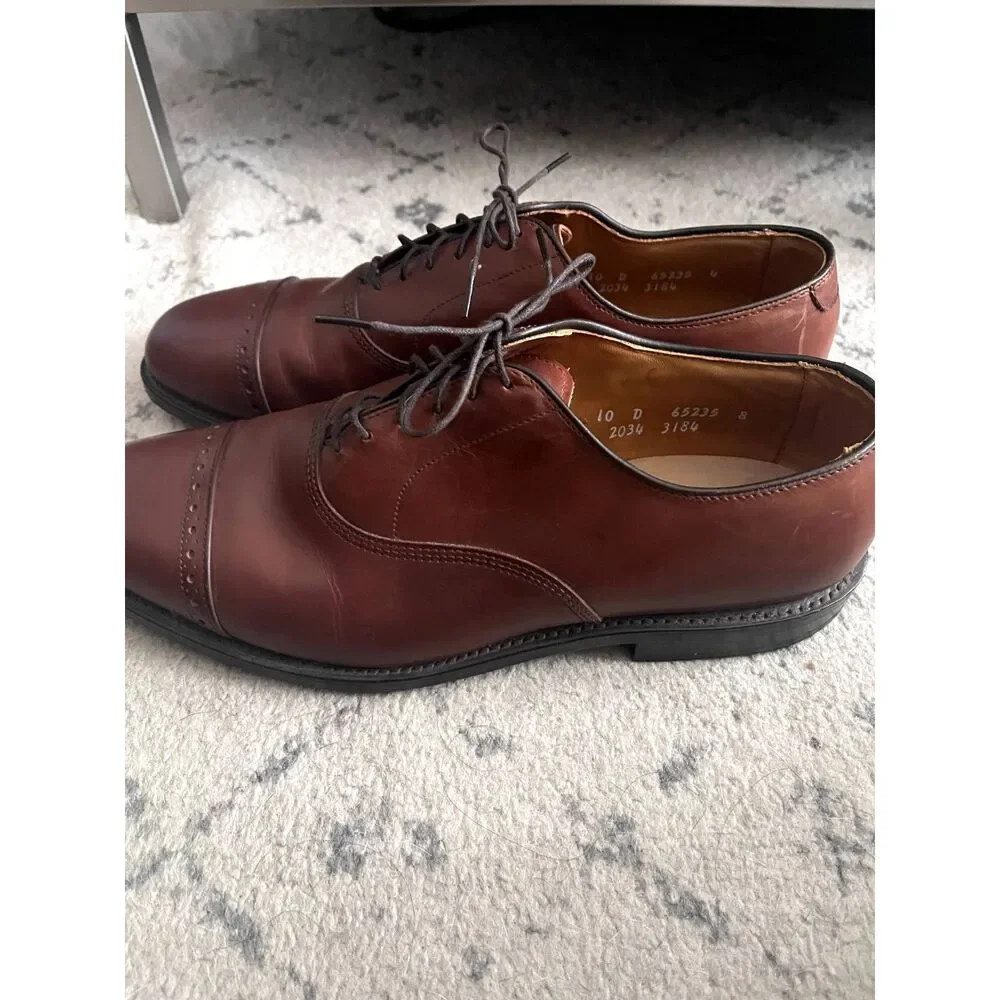 Mens Allen Edmonds Byron Brown Cap Toe Dress Oxford Shoes Leather Lace Size 10
